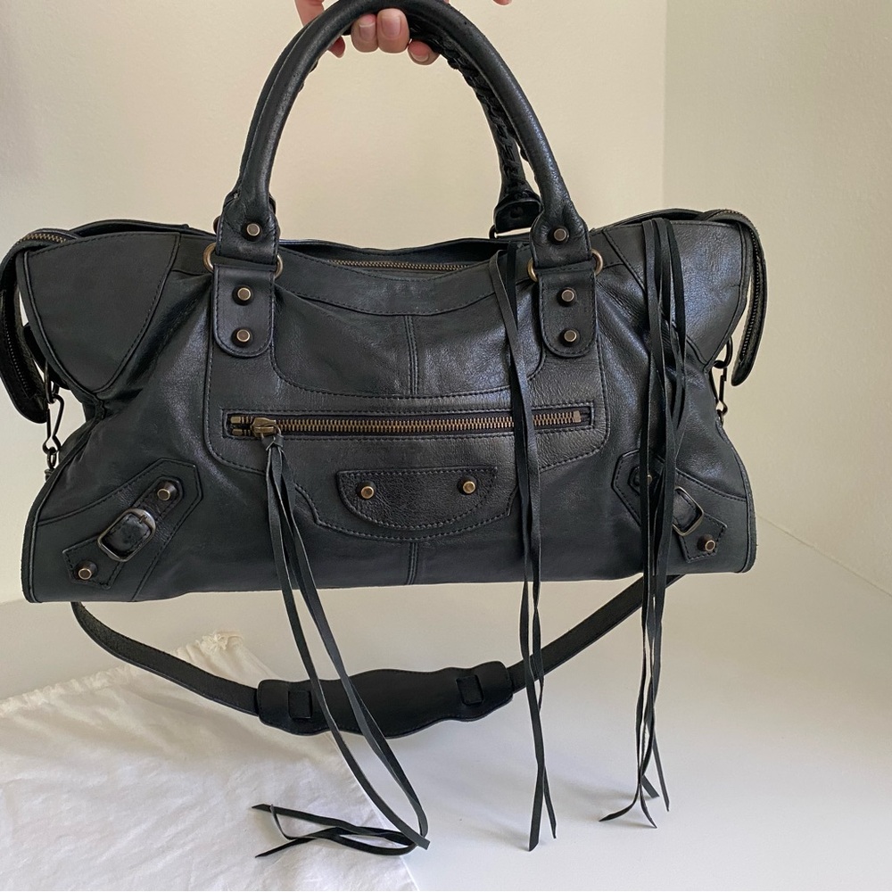Balenciaga Black Satchel with Signature Studs - Picture 1 of 11